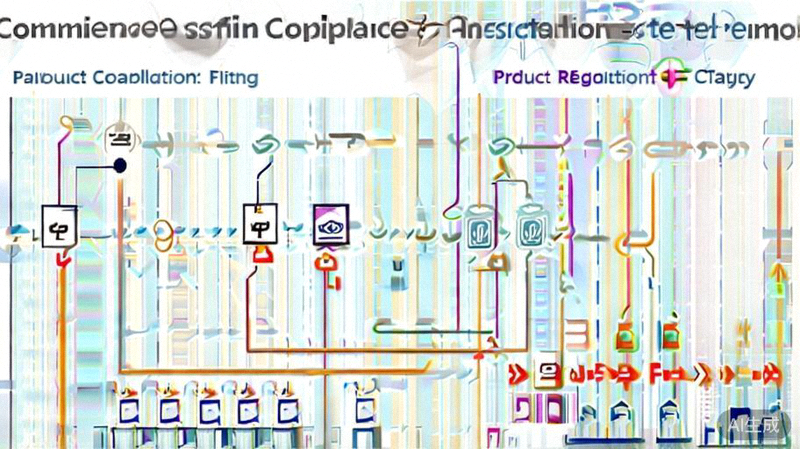 跨境电商合规自检系统流程图，涵盖税务、产品、数据隐私等各模块