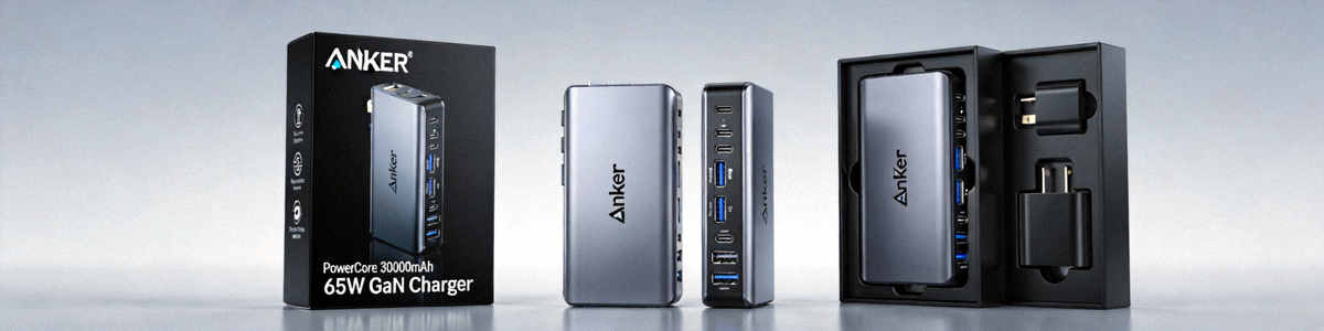 Anker充电宝、充电器等消费电子产品在亚马逊上的展示图及包装设计
