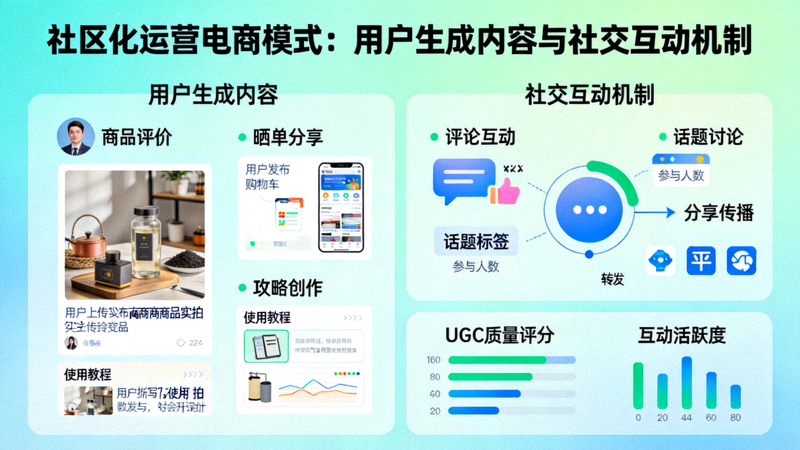 社区化运营电商模式展示用户生成内容和社交互动机制